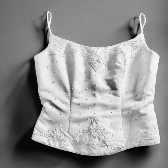 Bon Bride by Victorias Tops - Elegant White Embroidered Camisole